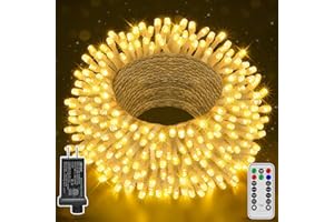 shineshine 197 FT 600 LED Christmas Lights Outdoor, 8 Modes Waterproof Christmas Tree Lights with Remote Timer, Warm White Christmas String Lights Plug in for Wedding Holiday Party Decorations
