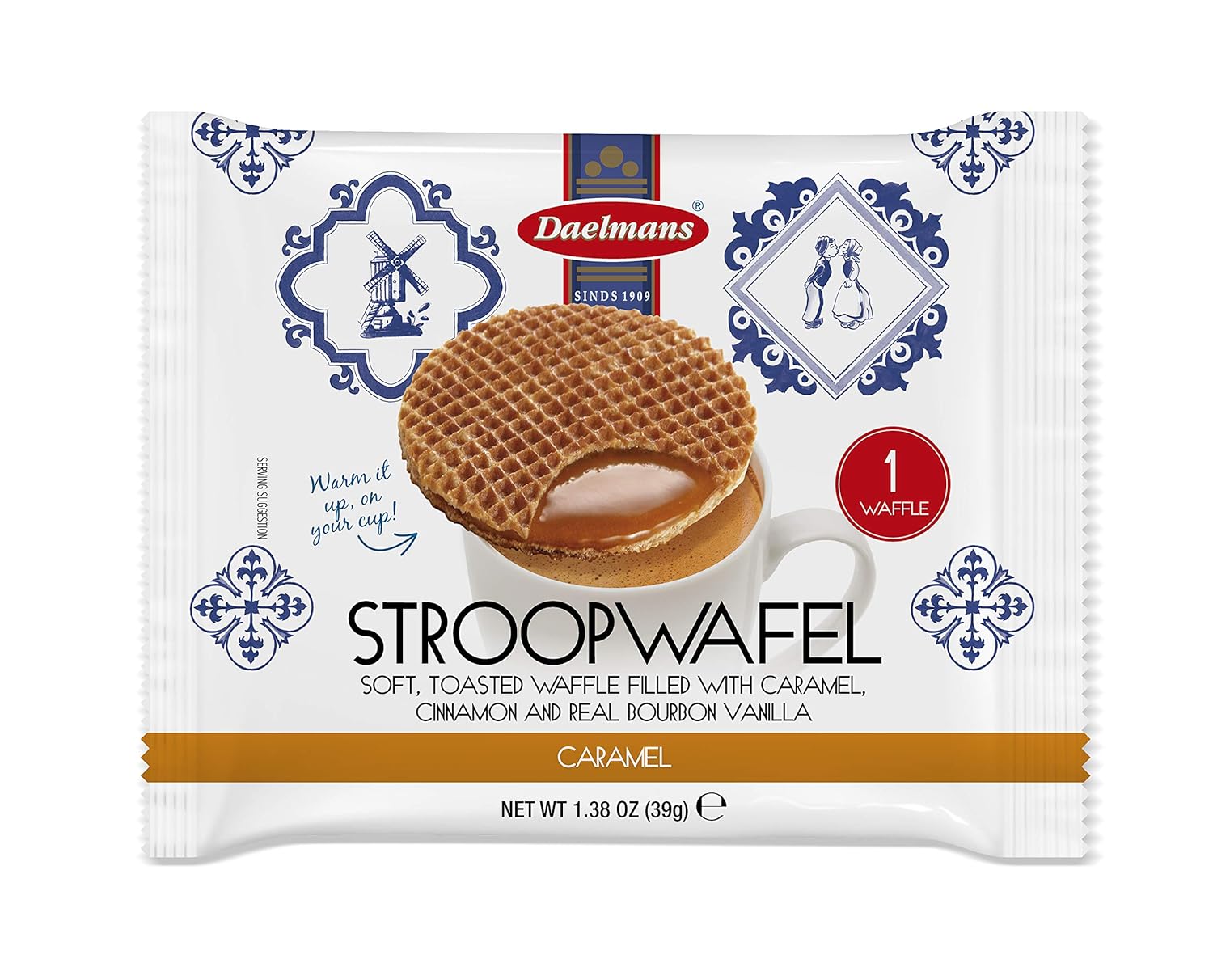 DAELMANS Stroopwafels, Dutch Waffles Soft Toasted, 24 Pack Caramel, Kosher Dairy, Authentic Made In Holland, 24 Stroopwafels Per Box, 1oz per serving