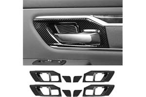 SQQP Carbon Fiber Inner Door Handle Bowl Cover Trim Frame Decor Fit for 2018-2025 Dodge RAM