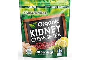 Opportuniteas Organic Kidney Cleanse Detox & Repair Tea - Matcha Green Tea, Cranberry, Lemon & Ginger. 4 Cleansing Superfoods for Drinks. Vegan & Non-GMO - 30 Servings