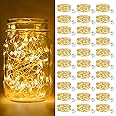 btfarm 30 Pack Fairy Lights Battery Operated [3 Modes], 7ft 20 Led Twinkle Lights String Lights Waterproof Bulk Small Mini Silver Wire for Christmas Mason Jars Wedding Table Centerpiece, Warm White