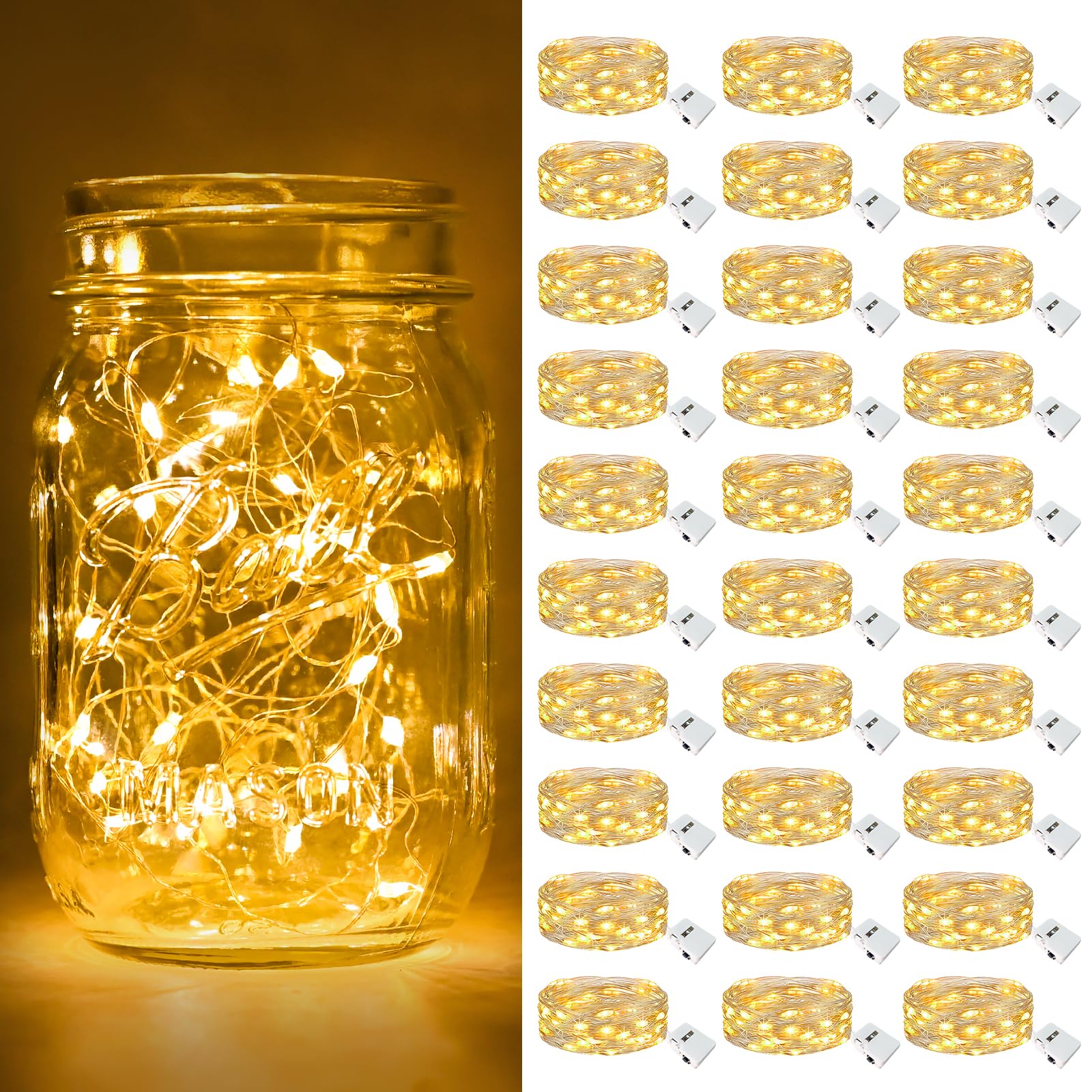 thumbnail image 2 of Bulk 20-LED Battery-Powered Fairy Lights - Waterproof Copper Wire Mini String Lights For Weddings, Holidays - Cool White 2 of 4