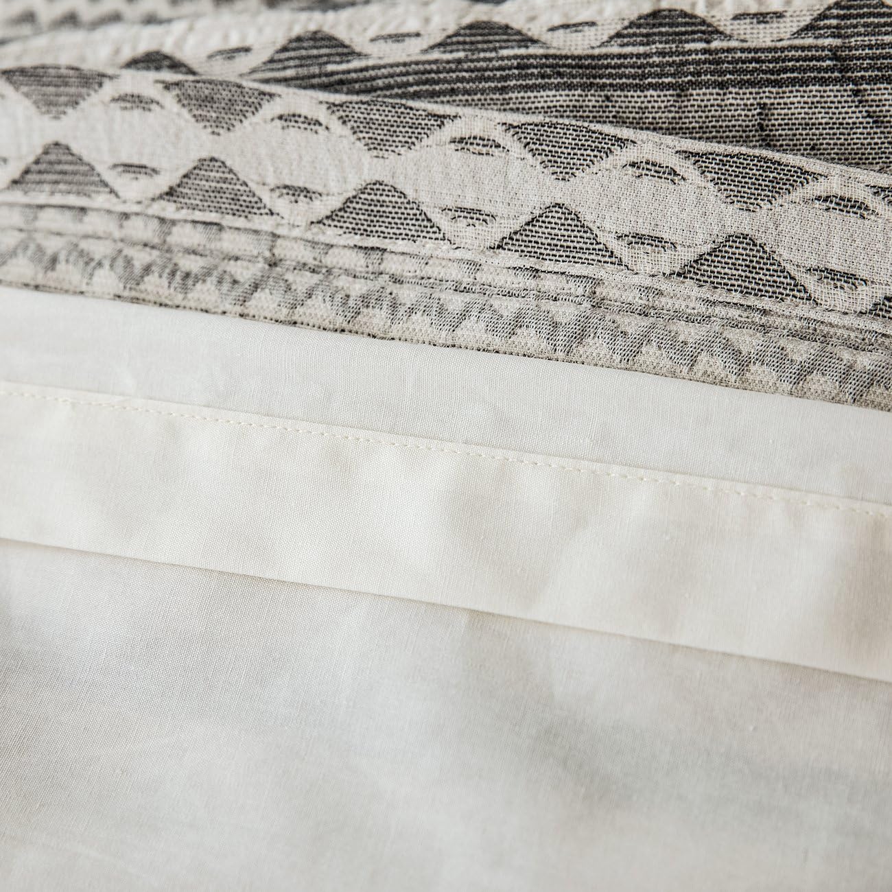 PHF Cotton Boho Textured Duvet Cover Set - Geometric Pattern Bedding Yarn Dyed Jacquard Stripe - Soft and Cozy, Suitable for All Season - 3 Pieces, King (106” x 92”), Grey: Home & Kitchen
