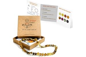 Amber Guru Baltic Amber Necklace (Authentic, Certified) - 12.5 inches - Unisex Jewelry - Green (Raw/Unpolished) - Real Amber Beads - Proud to Deliver Genuine Baltic Sea Wonder Handcrafted
