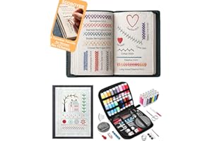 Embroidery Stitch Book with Patterns 40PCS, Hand Portable Creative Mini Sewing Sampler Book Kit for Beginners Adult, DIY 106 