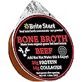 Brite Start Bone Broth - Beef Bone Broth - 4 Count - Keto Friendly Concentrate Packed with 16g Collagen, 20g Paleo Protein -Made from Grass Fed Beef Bones- Single Serve Packets