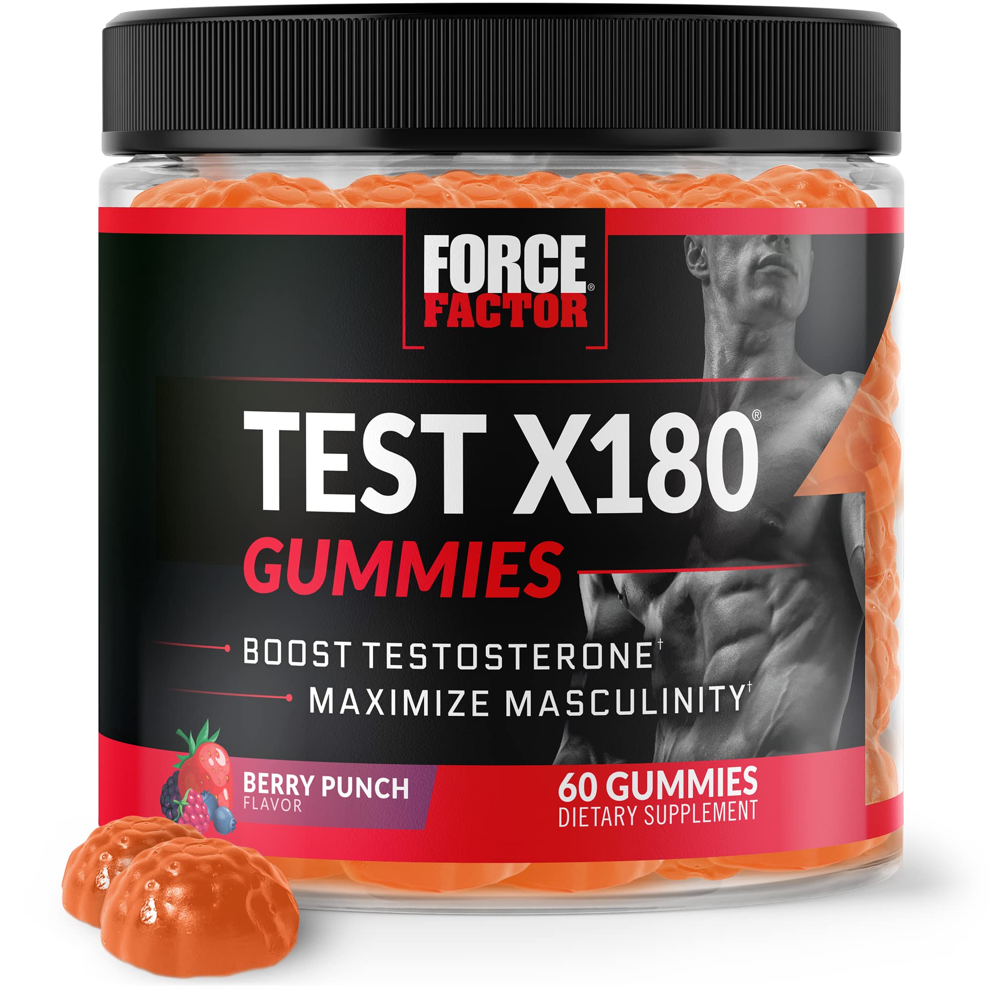 Force Factor Total Beets Blood Pressure Support 60 Chews + Test X180 Gummies Testosterone Booster for Men 60 Gummies