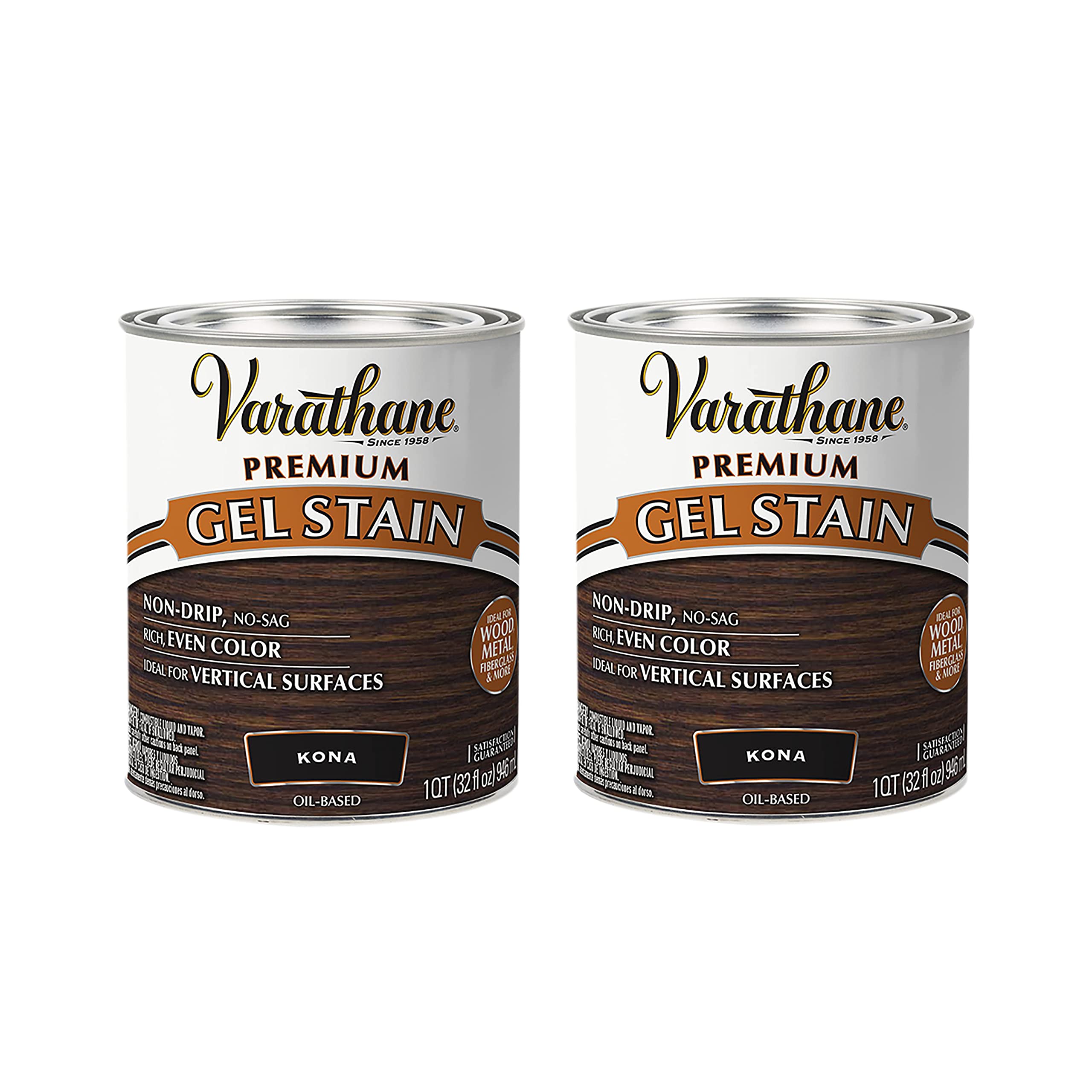 Varathane 358174-2PK Premium Gel Stain, Quart, Kona, 2 Pack Image