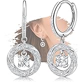 Sterling Silver Dangle Hoop Earrings Charms CZ Hypoallergenic Fashion Jewelry Dainty Birthday Gift for Women