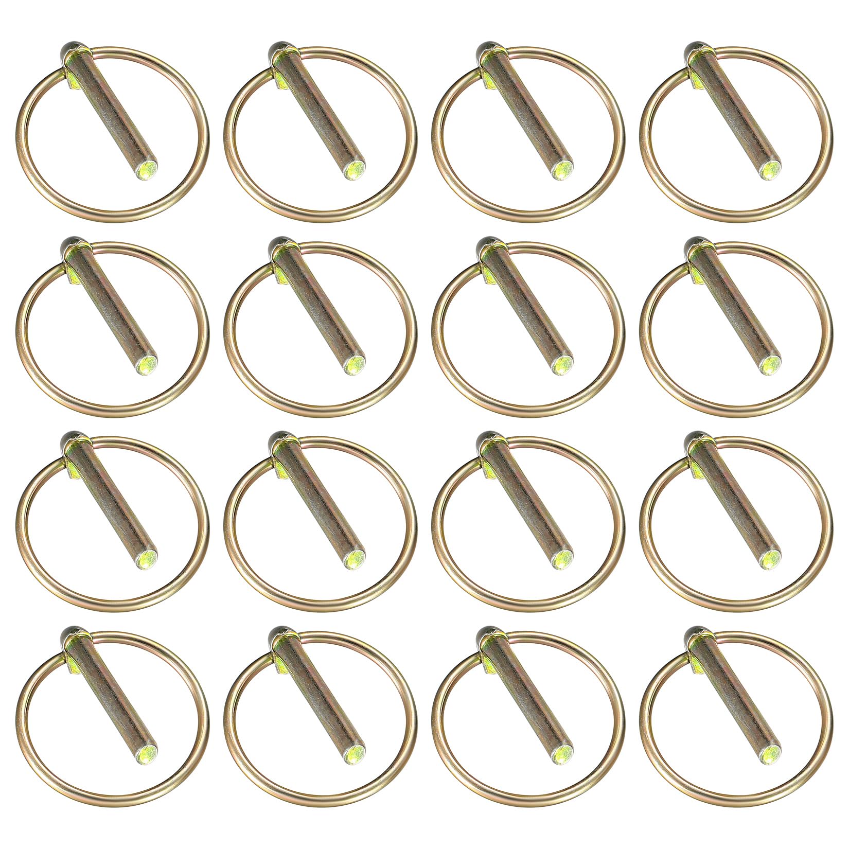 16 Pcs M6 Heavy Duty Lynch Pins, Linch Pins, Fastener Safety Pins with Ring Lock Pins Assortment Kit, Carbon Steel Trailer Lock Pin Lynch Pin Set for Farm Tractors Trailers Trucks Mowers Trolley