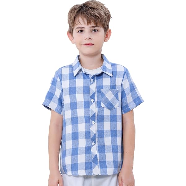 LittleSpring Boys Button Down T-Shirts For Little Boy Summer Hawaiian Shirt Short Sleeve Tops Green Size 6