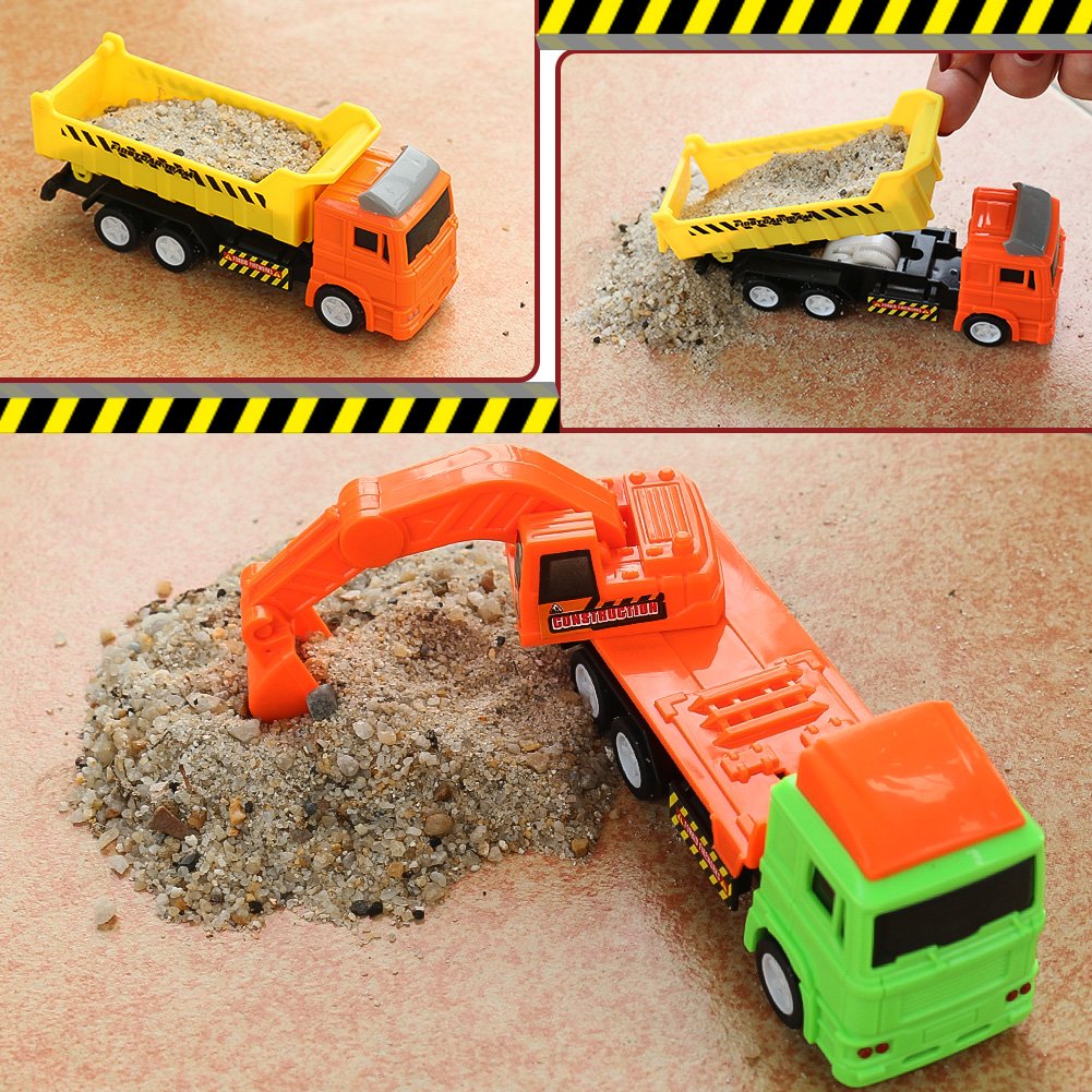 Nuheby Toy Cars 12pcs Push and Go Friction Cars Pull Back Cars Digger Crane Dumper Tanker Toy Mixer Toy Truck Vehicle Engineering Car Model for Kids 3+
