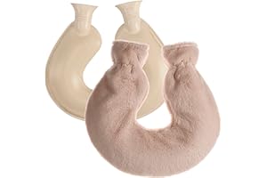 Hugs Living 1.5L U Shaped Hot Water Bottle with Soft Plush Cover, for Neck and Shoulder Muscles Sore, Hot and Cold Therapy, P