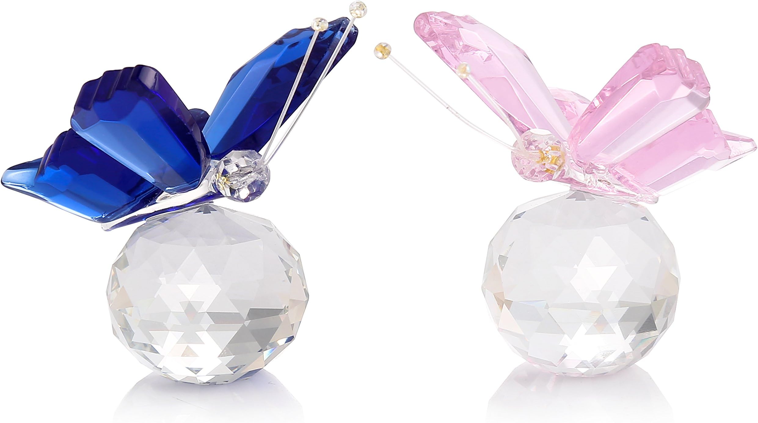 THREE FISH Crystal Butterfly Sculpture Crystal Butterfly Figurine,Collection Cut Glass Decorative Statue Animal Collection,Paperweight Home Decorations. (The Butterfly)