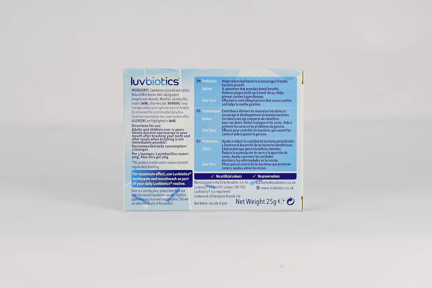 Luv Biotics Oral Probiotics Original Mint Lozenges with Xylitol & Aloe Vera for Fresh Breath Dry Mouth Relief - Image 3