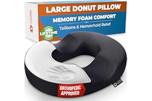 5 STARS UNITED Donut Pillow Hemorrhoid Tailbone Wheelchair Cushion – Large Black Seat Cushion Pain Relief for Coccyx, Prostat