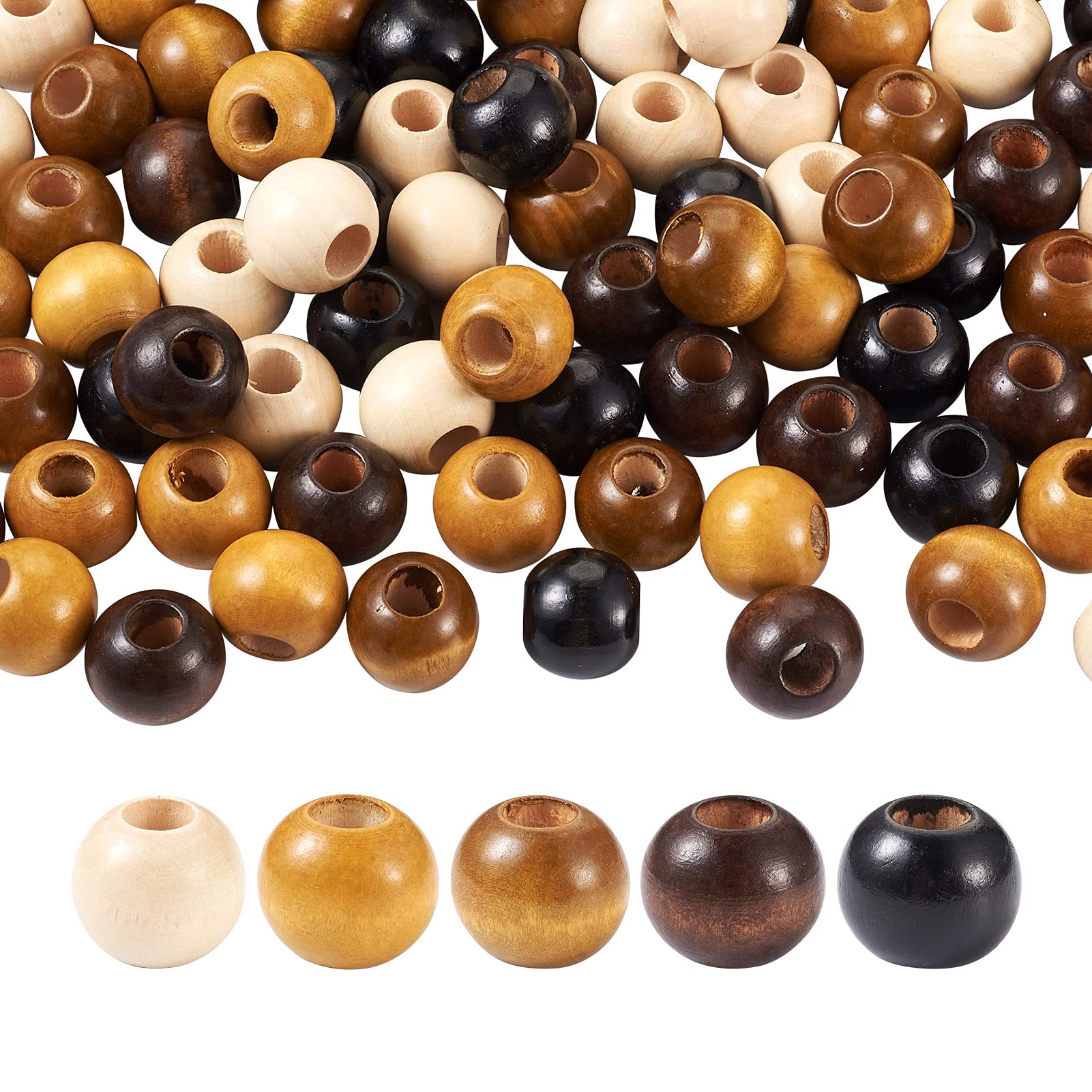 Craftdady 100Pcs Natural Round Wood Beads 24mm Rondelle European Hair Charms Large Hole Spacers for Jewelry Necklace Macrame Crafts Hole: 9mm — image 1