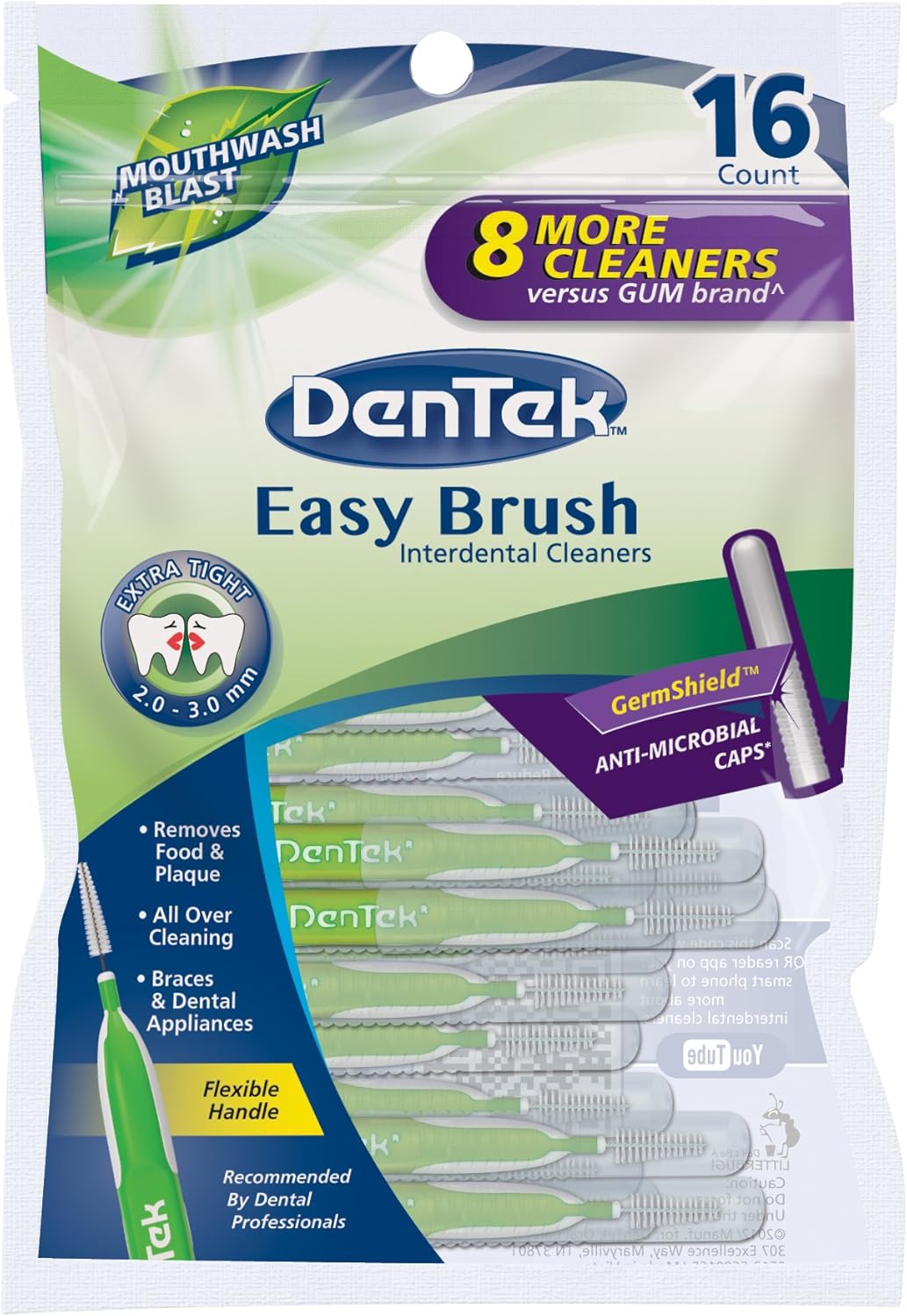 DenTek Easy Brush Interdental Cleaners Brushes Between Teeth Tight Teeth Mint Flavor 16