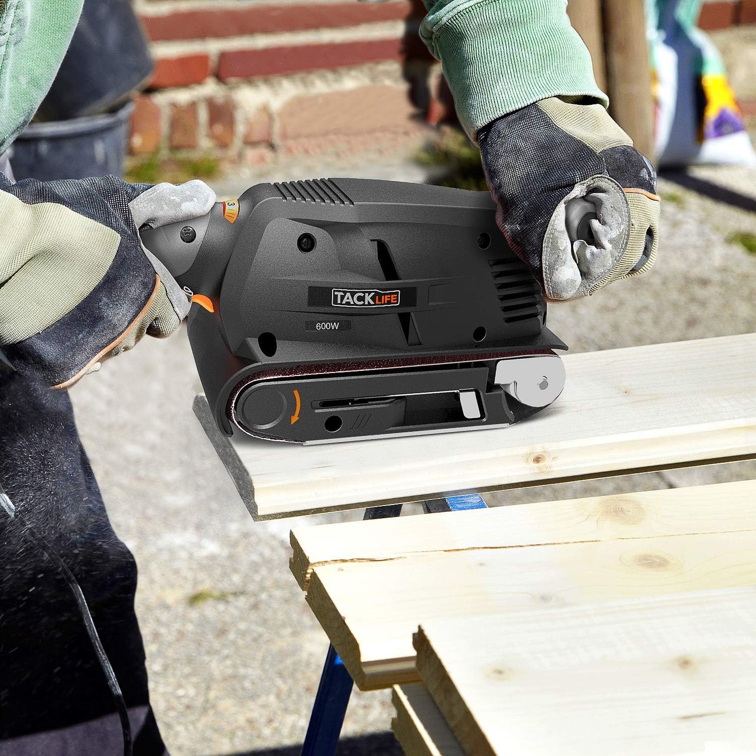 TACKLIFE 3 ×18-Inch Belt Sander with 13Pcs Sanding belt, Bench Sander with Screw Clamps, Vacuum Adapters - PSFS1A - - 