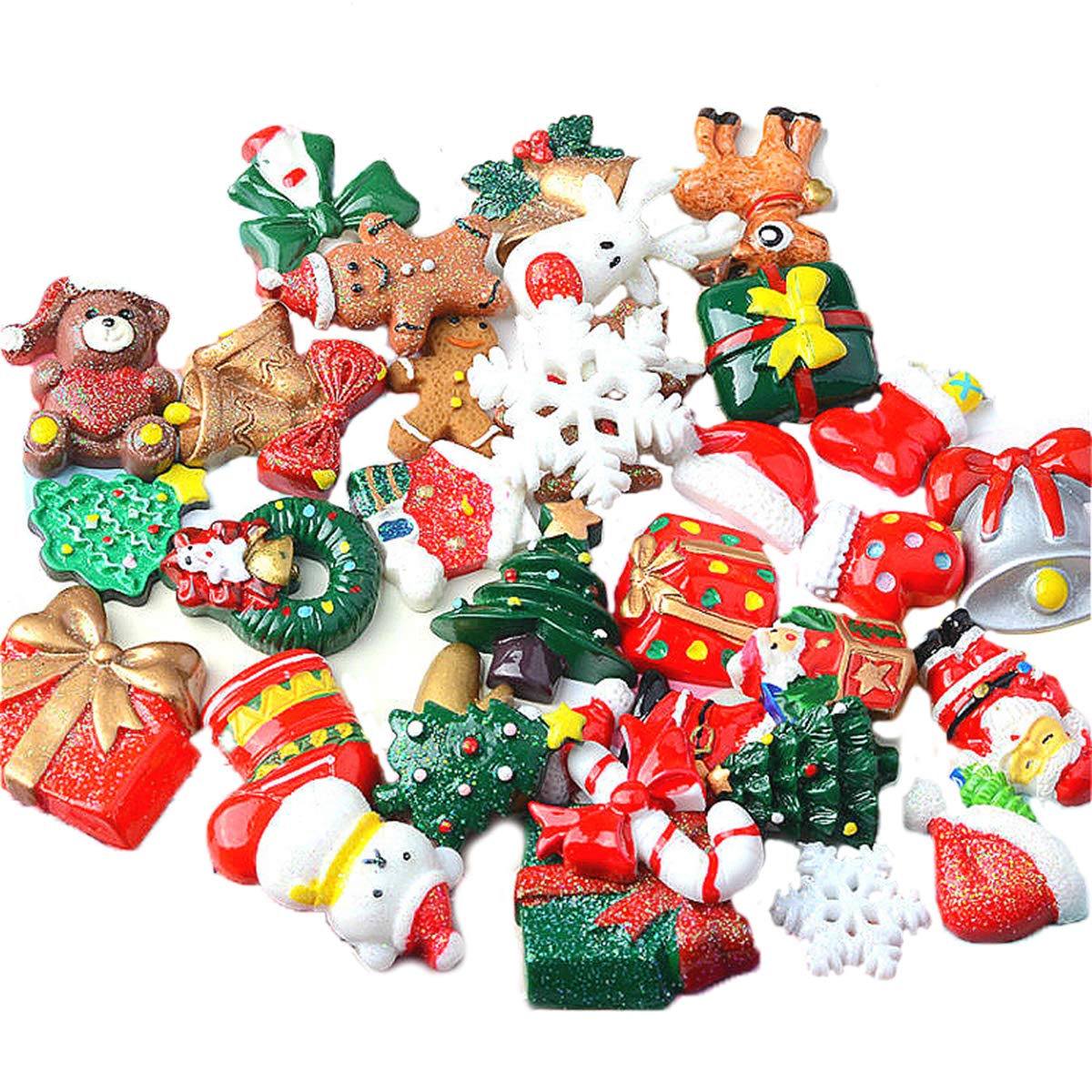 Guador Resin Miniature Christmas Accessories, 50 Pieces Random Santa Claus Christmas Decoration Man Micro Landscape Bonsai DIY