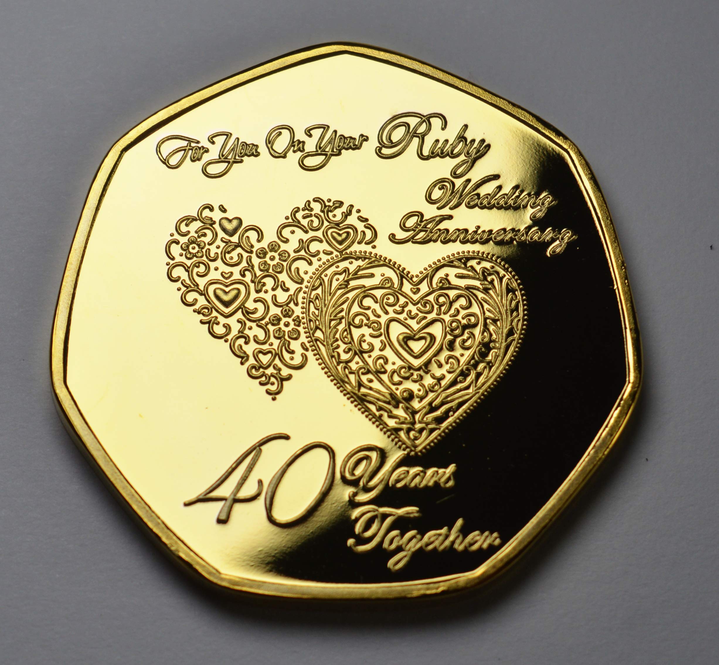 The Commemorative Coin Company 40th RUBY WEDDING ANNIVERSARY 24ct Gold Commemorative. Gift/Present. 40 Years Together