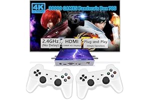 RegiisJoy 30000 in 1 Pandora Game Box 70S Mini Arcade Stick Retro Game Console,Plug and Play,10 Emulators,128G TF Card, 4K HDMI Output,Dual 2.4G Wireless Controllers