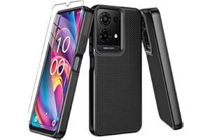 Mocotto for TCL K32/K33 5G 2025 Case with Tempered Glass Screen Protector,Dual Layer Heavy Duty Shockproof Protection (Black)