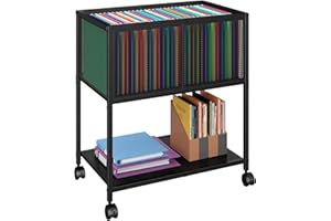 Sbanmao Rolling File Cart, Mobile File Cabinet with Wheels Hanging Files, Metal Hanging File Folder Cart File Organizer Fit Letter Size for Home Office, Black (Patent Pending)