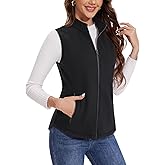 MAGCOMSEN Women's Fleece Vest with Zipper Pockets Zip Up Sleeveless Jackets Lightweight Soft Warm Polar Vest Outerwear