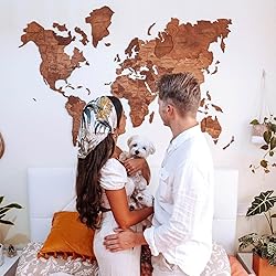 ENJOY THE WOOD 3D Wood World Map Wall Art Large