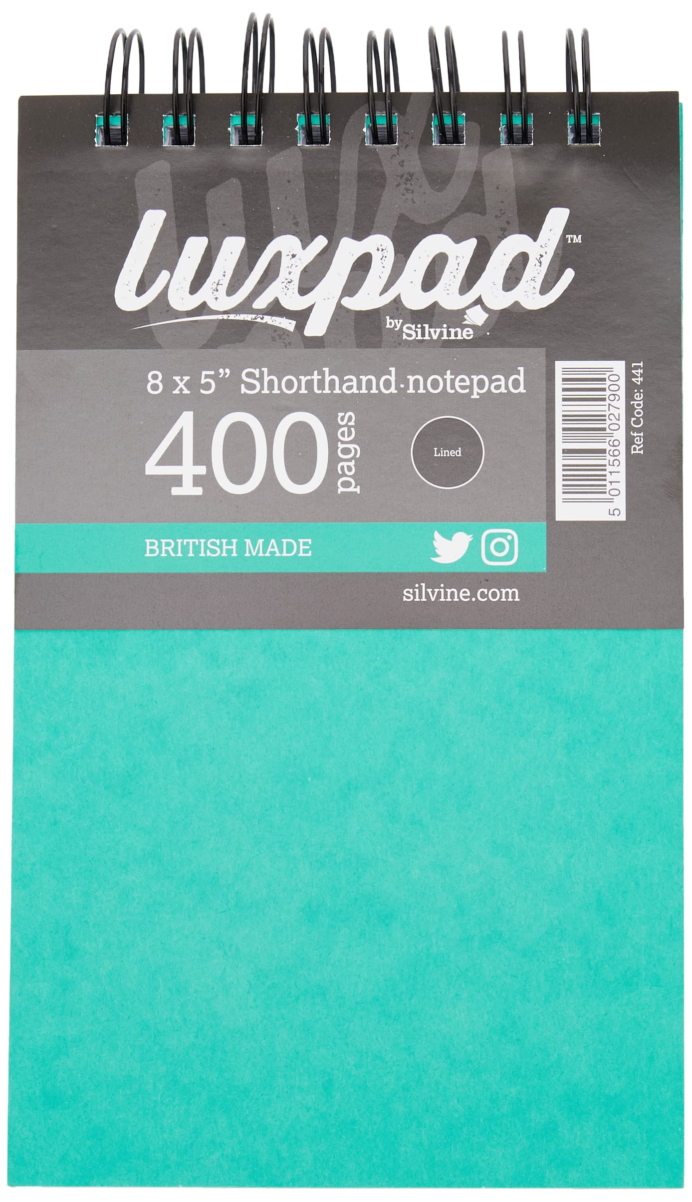 Luxpad 8x5" Spiral Reporters Notepad with 200 Feint Ruled Pages and Durable Pressboard Covers. [Pack of 6]
