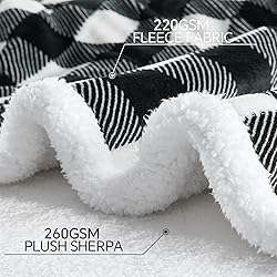 BEDELITE Sherpa Fleece Blanket - Black and White