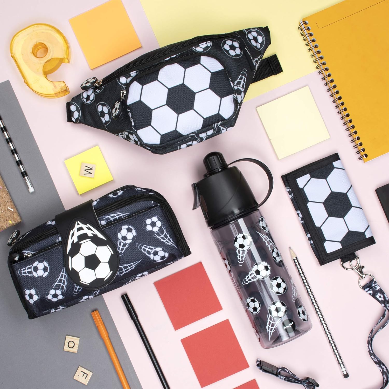 Fringoo - Silicone Patch Kids Pencil Case For Boys, Football Black, 20 x 8 x 5 cm - Image 5