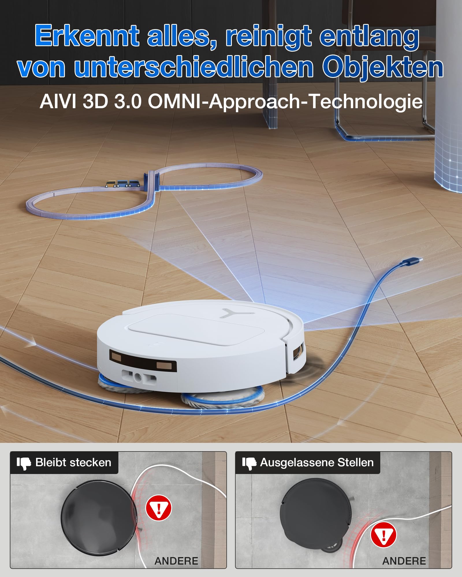 ECOVACS DEEBOT T50 PRO Omni Gen2 Saugroboter mit Wischfunktion, Ausfahrende Seitenbürste und Wischmopp, 21.000 Pa, Auto Zugabe von Reinigungslösung, Moppwäsche mit 75°C heißem Wasser, Ultradünn 81 mm 4