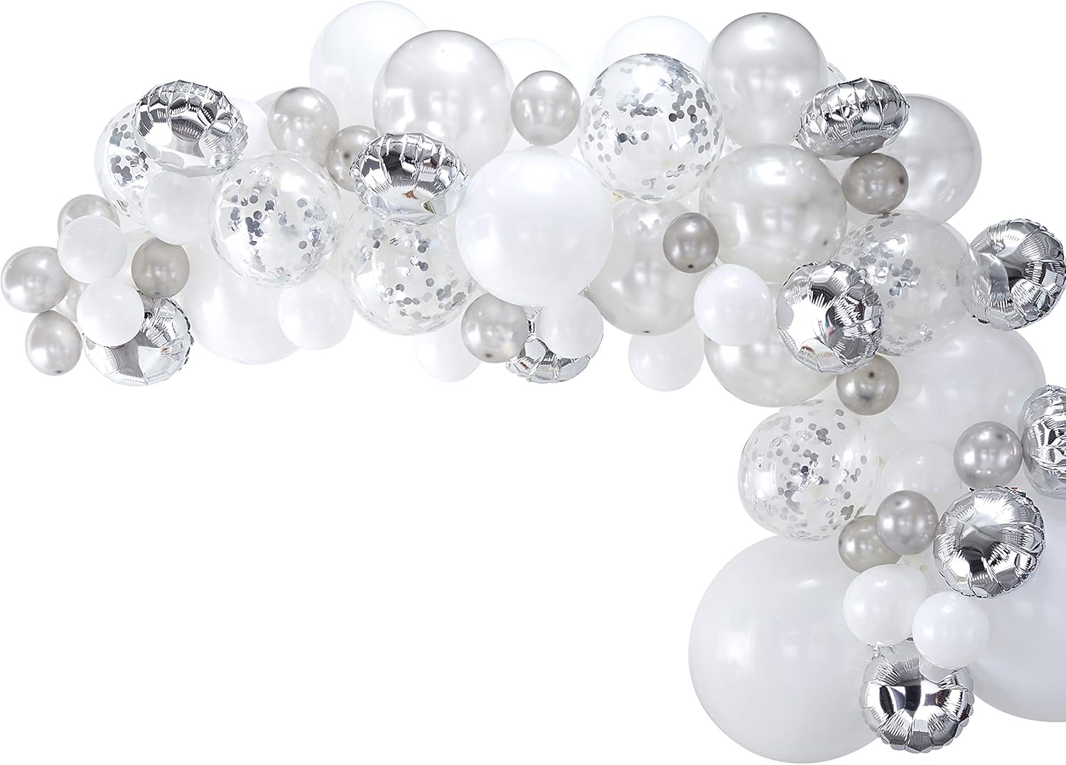 Ginger Ray Silver Balloon Arch Kit with Confetti Balloons Party Decorations - 70 Balloons in assorted sizes - Balloon Arches - Image 5