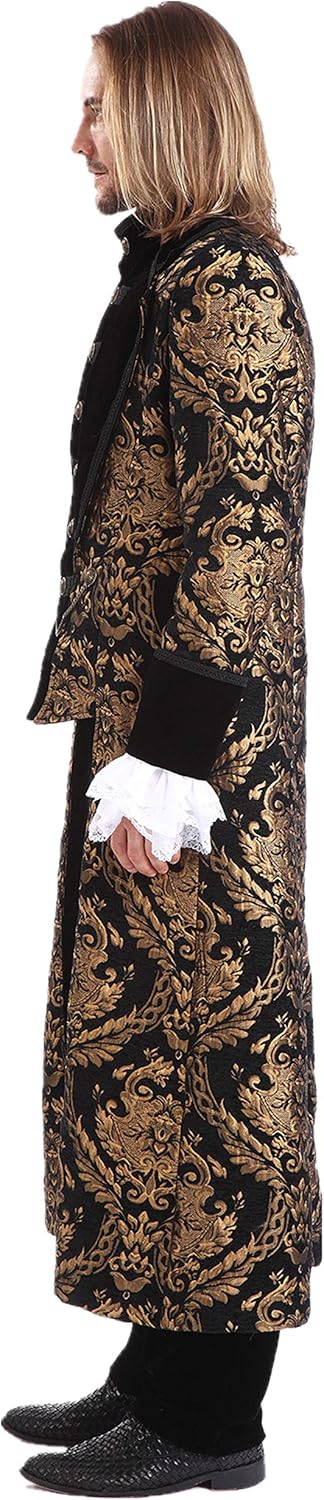Pentagramme Men Gothic Vintage Long Tailcoat Masquerade Party Wedding Jacket: Clothing