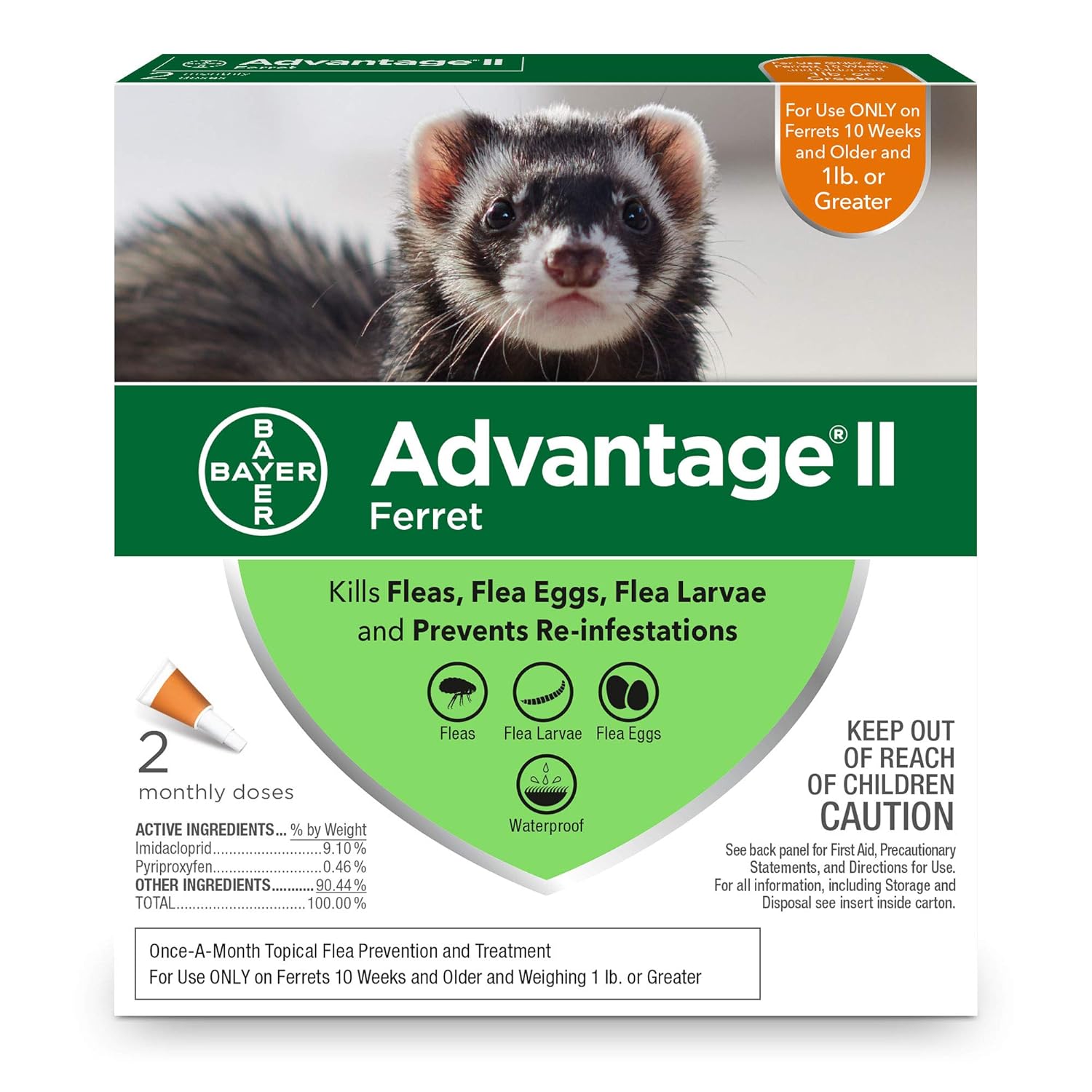 Reviews Flea Prevention for Ferrets, Over 1 lb, 2 doses, Advantage II
