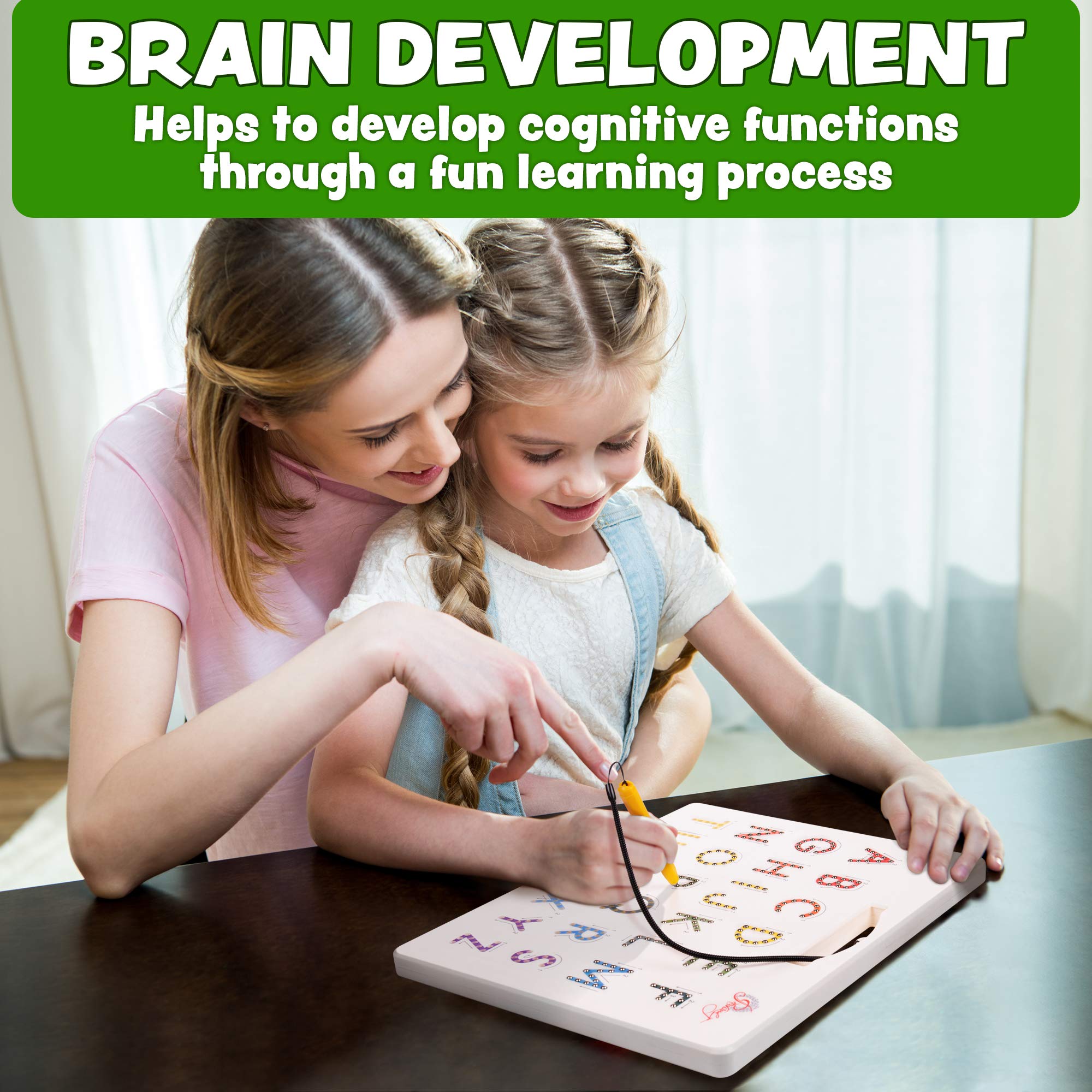 Magnetic Alphabet Tracing Board - double sided letters & numbers Magnetic Tracing Board, ABC magnets learn to write with magnetic pen, STEM toy letters learning, handwriting games, writing montessori