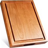 Empune Thick Wooden Cherry Cutting Board with Handle,16.5x11.8x1.4 Inches | Wood Cutting Boards for Kitchen Chopping Board wi