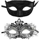 ZbFwmx Couple Masquerade Mask Set - Black Costume Masks for Women & Men - Cosplay & Party Masquerade Ball