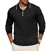 Rela Bota Men’s Knitted Polo Shirts Long Sleeve Casual Textured Pullover Fashion Vintage Golf Button T Shirts
