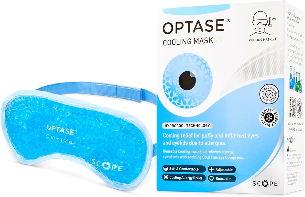 Optase Cooling Mask HydroCool Reusable Eye Mask Allergy Dry Eye Relief