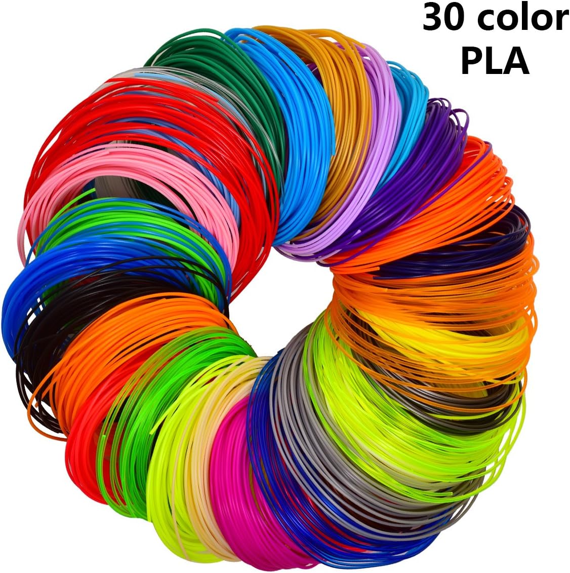 3D PLA Filaments, 3D Printing Pen Filament Refills 1.75mm ,PLA spool for 3D Printers & 3D Pens(30 color),Adkwse (10M*30 color)