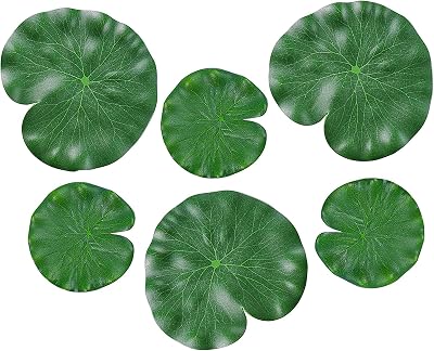 IRYNA 6Pcs Artificial Lily Pads Leaves Floating Foam Lotus Leaves 10cm 17cm