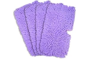 Magicmops 4 Pack Microfiber Steam Pocket Mop Pads Compatible for Shark Rectangle Mop Head S3500 Series,S3501,S3601,S3550,S3901,S3801,SE450,S3801CO, S3601D,SE450, Model # P119W, Purple