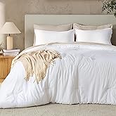 Andency White King Size Comforter Set, 3 Pieces Boho Solid Bedding Comforters & Sets for Women Men, Soft Lightweight Fluffy All Season Down Alternative Bed Blanket Quilt Set