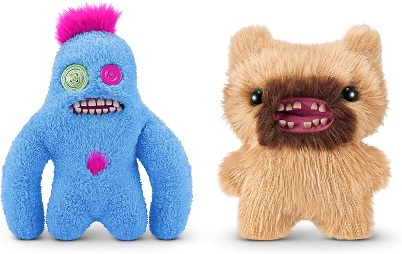2er-Pack Hairy Fuggs 23 cm von ZURU, Lustiges Hässliches Monster, Plüschtier für Kinder und Erwachsene (Sasquoosh Tuft/Screech Beard)