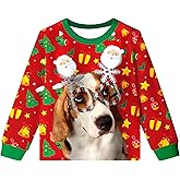 Aynoltb Boys Girls Ugly Christmas Sweatshirts Kids Funny 3D Printed Xmas Pullover T-shirt Graphic Tee Shirts 5-14Y