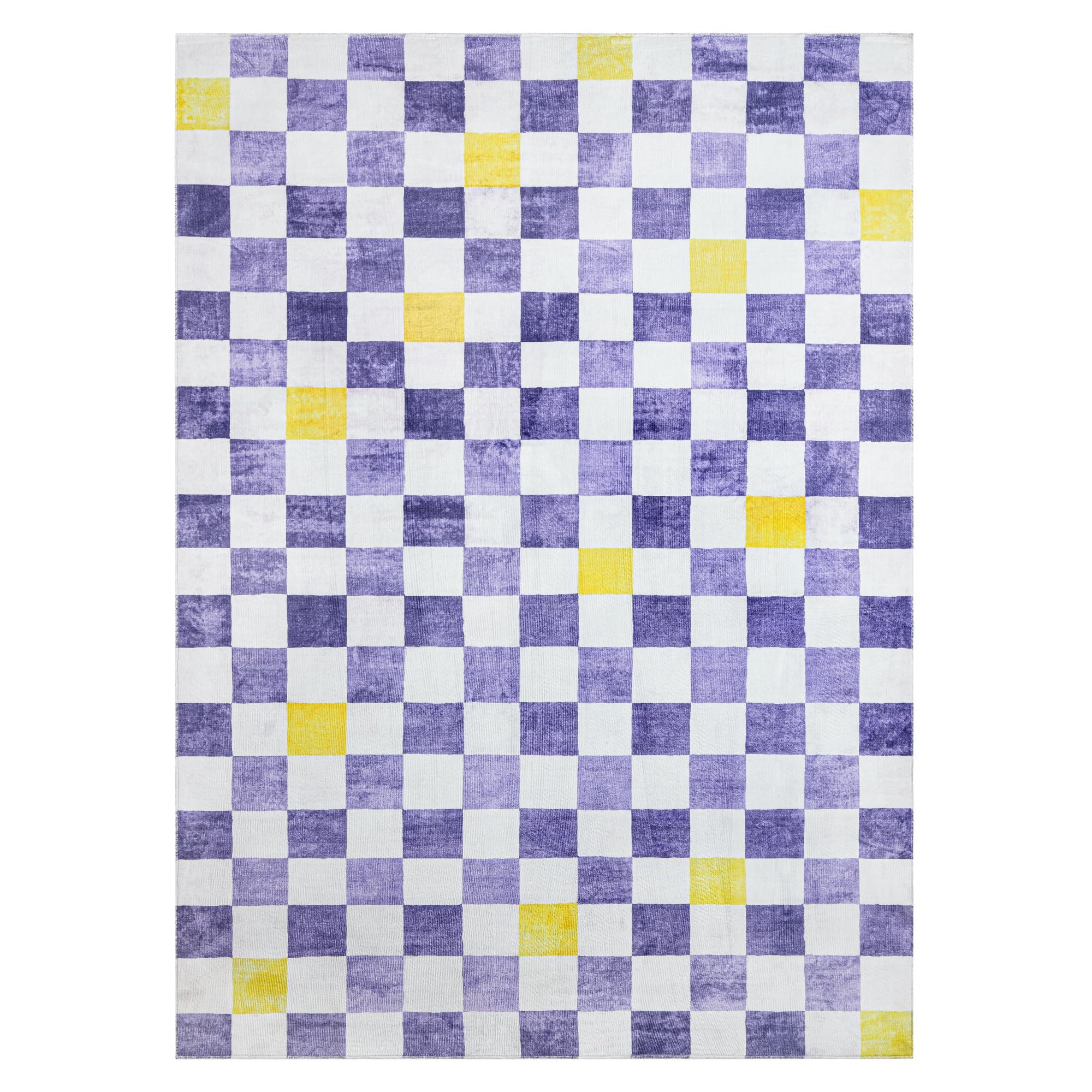 Photo 1 of TOWN & COUNTRY PLAY Niko Checkmate Kid's Washable Area Rug, Soft & Plush, Safe Non-Slip Backing, Bedroom Rug, Dorm Decor, Playroom & Classroom Rugs, Purple/Multi, 3'3"x5'2"