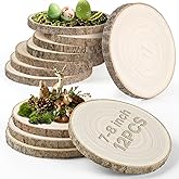 12 Pack Wood Rounds 7-8 Inch Wood Slices for Crafts, Table Centerpieces,Wedding Decor,Baby Shower Rustic Centerpieces